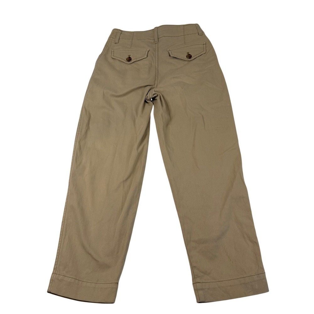 Gap Khaki Pleated Chino Trousers Tan Straight Leg Pants‎ Size 8 High Rise